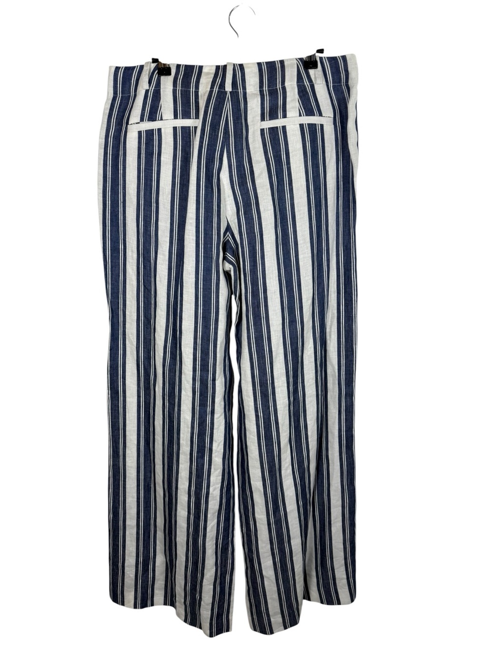 Lauren Ralph Lauren 100% Linen Blue White Stripe Wide Leg Pants Coastal Grandma - Picture 6 of 6